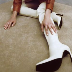 White leather over the knee boots brand new